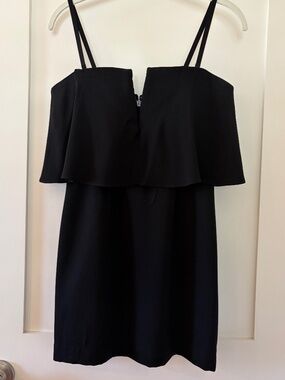 Black strapless mini dress